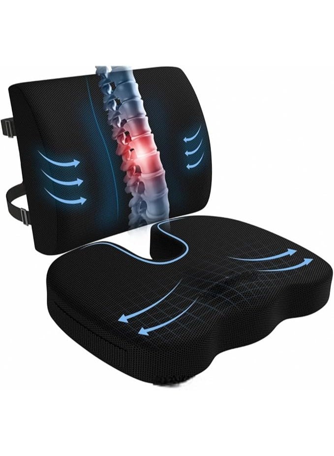 Gel coccyx seat cushion – Lumbar support for office and car seat – Medical cushion for coccyx pressure relief – Portable cushion with washable cover - Image 1