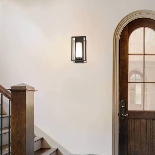 XiNBEi Lighting Sconces Wall Lighting, Modern Dark Bronze Wall Sconce with Glass Shade Indoor Bathroom Vanity Sconce Wall Light Fixture for Hallway Bedroom Corridor XB-W1143-GDB - Image 5