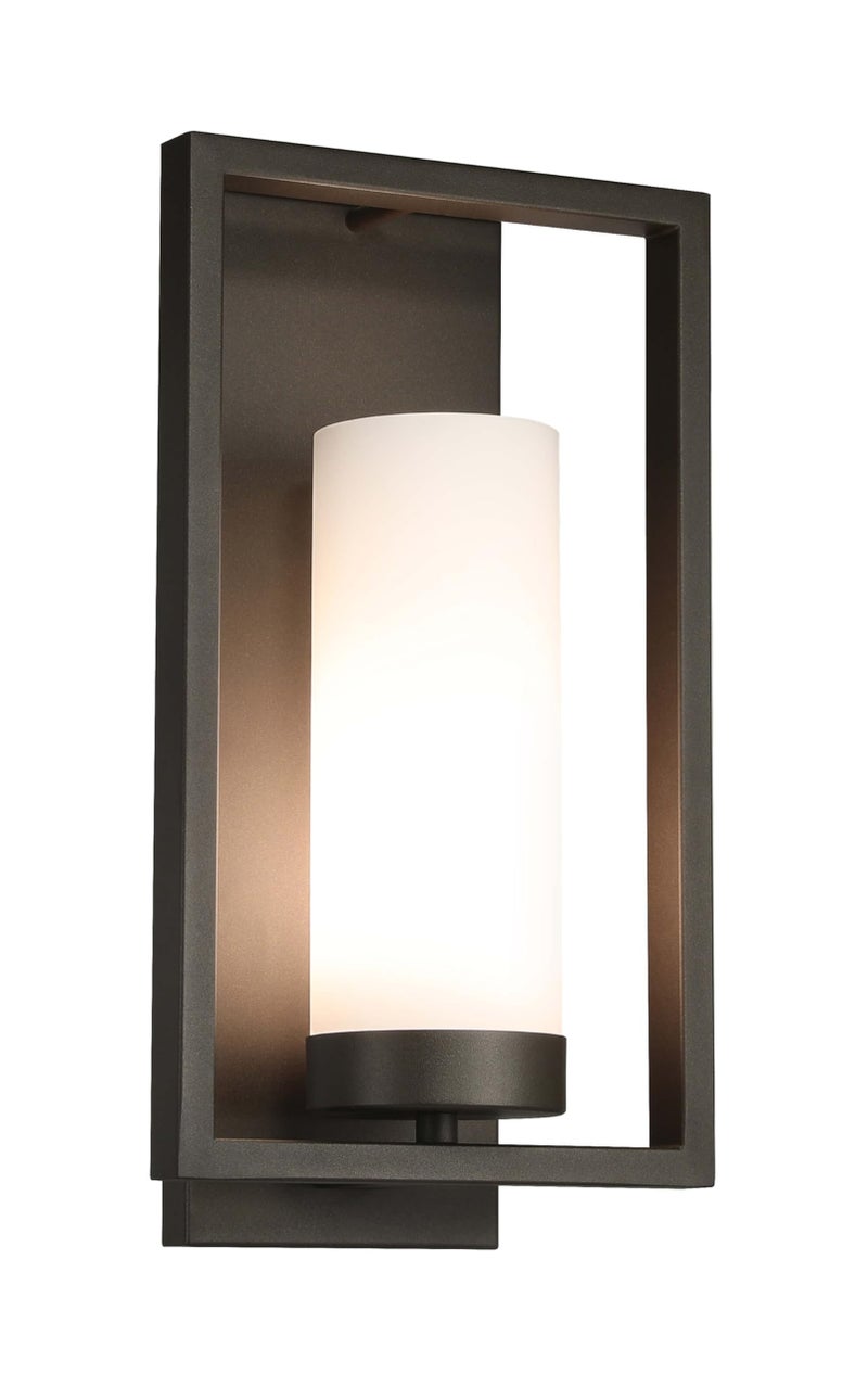 XiNBEi Lighting Sconces Wall Lighting, Modern Dark Bronze Wall Sconce with Glass Shade Indoor Bathroom Vanity Sconce Wall Light Fixture for Hallway Bedroom Corridor XB-W1143-GDB - Image 1
