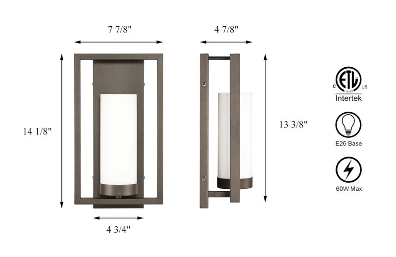 XiNBEi Lighting Sconces Wall Lighting, Modern Dark Bronze Wall Sconce with Glass Shade Indoor Bathroom Vanity Sconce Wall Light Fixture for Hallway Bedroom Corridor XB-W1143-GDB - Image 4