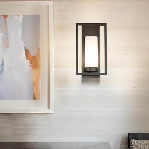 XiNBEi Lighting Sconces Wall Lighting, Modern Dark Bronze Wall Sconce with Glass Shade Indoor Bathroom Vanity Sconce Wall Light Fixture for Hallway Bedroom Corridor XB-W1143-GDB - Image 3