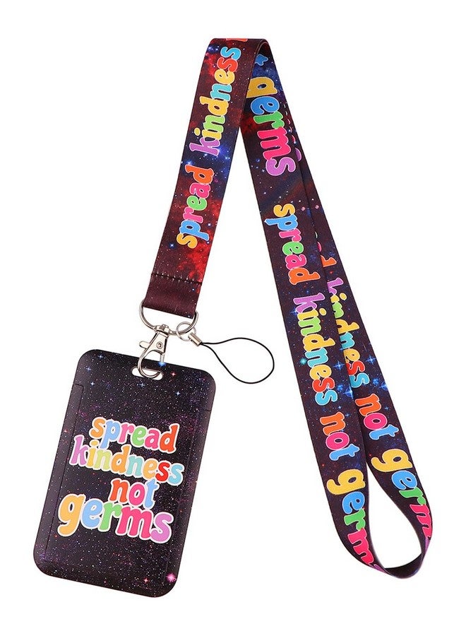 DMLSKY Lanyard ID Badge Holder Blue Positive Name Card Vertical ID Protector with Inspirational Quote Lanyard for Keys Keychain, Spread Kindness - Image 1