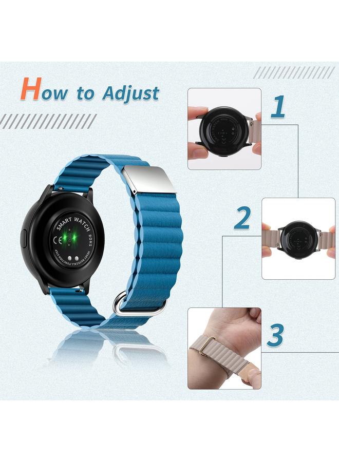 erorex Replacement Band For Samsung Galaxy Watch3 41mm 20mm Magnetic Buckle Leather Watch Band - Image 3