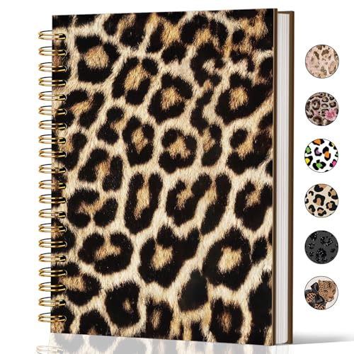Lacama Leopard Print Gifts for Women Cheetah Print Gifts Notebook Journal, Cheetah Prints Journal Hardcover Spiral Notebook, Leopard Prints School Office Supplies 160 Pages A5 - Image 1