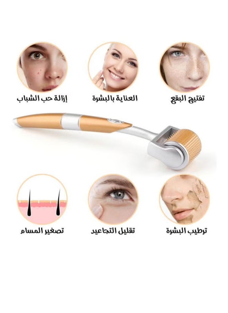 ZGTS - Micro Needle Derma Roller 0.5 Mm Facial Treatment Gold - Image 1