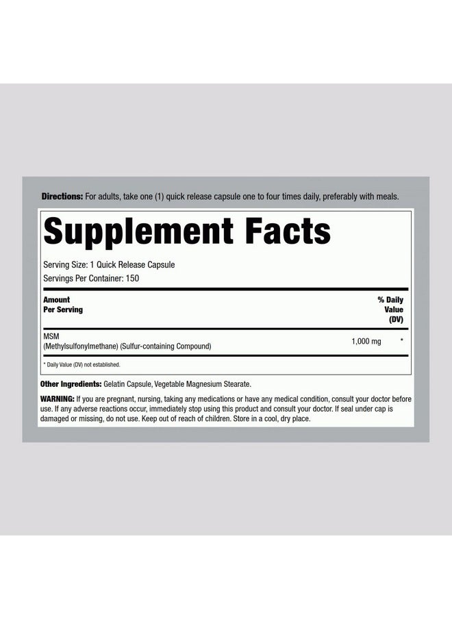 Lindberg - Lindberg MSM Capsules 1000mg | 150 Count | Non-GMO, Gluten Free Supplement - Image 1