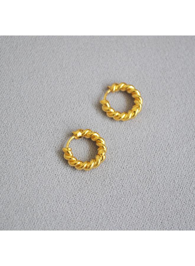 Cold Wind Korean Original Brass Gold-plated Fashion Commuting Simple Exquisite Twist Round Hoop Earrings Women