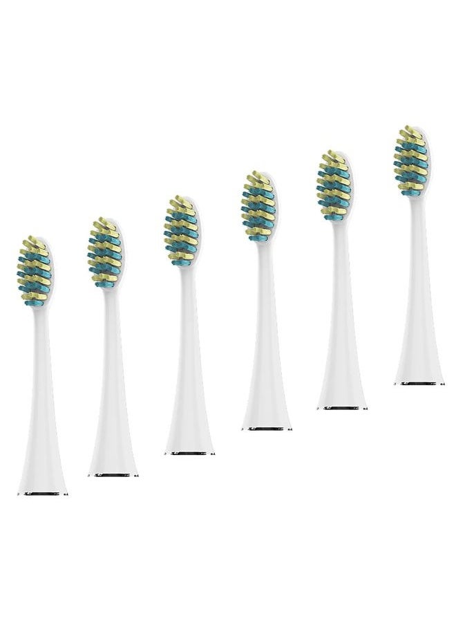 VOOM SONIC - Pro 7 Series Replacement Brush Heads Advanced Bristle Technology Soft Dupont Nylon Bristles Oral Care - White - 6 Count (Pack of 1) - Image 1