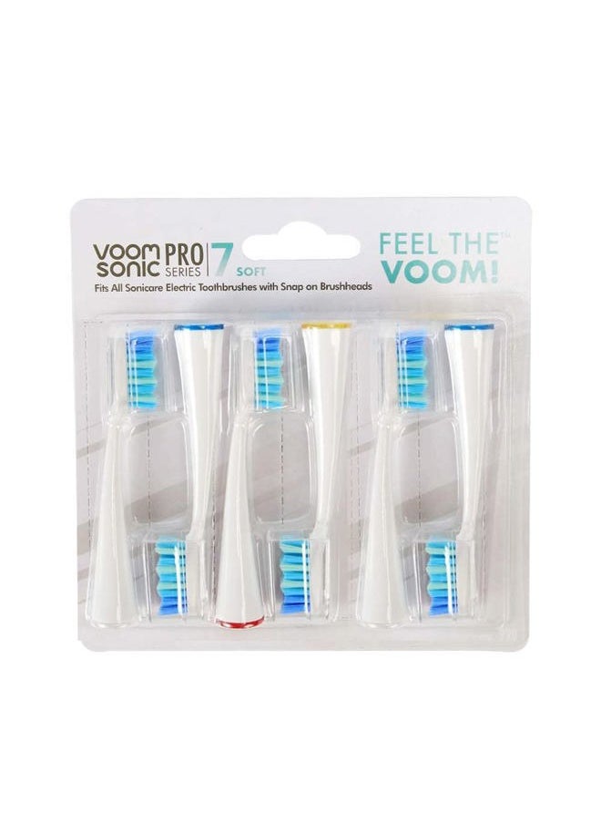 VOOM SONIC - Pro 7 Series Replacement Brush Heads Advanced Bristle Technology Soft Dupont Nylon Bristles Oral Care - White - 6 Count (Pack of 1) - Image 1