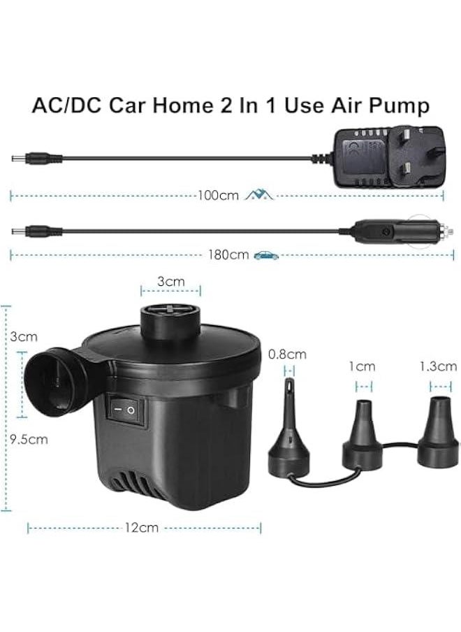 HOOKOR Air Pump, Electric Air Pump for Inflatables, Air Mattress Pump for Air Bed Quick Fill with 3 Nozzles, Boats, Swimming Ring  - Image 2