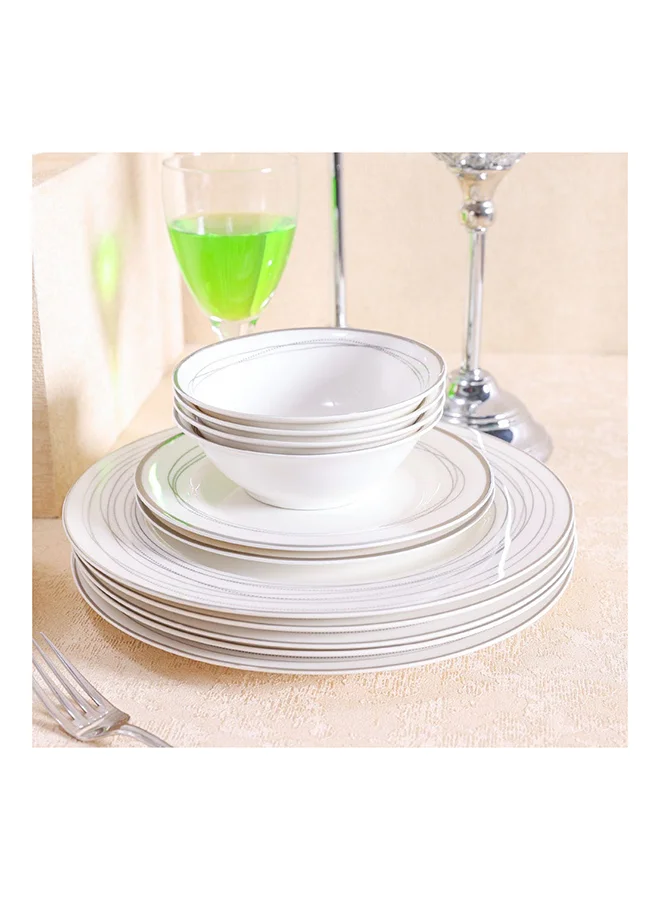 DANUBE HOME Anton 32 Piece New Bone China Dinner Set Serve 6 New Bone China Modern Houseware Dinner Set L 37.5x27.5 X H 28.5cm Grey