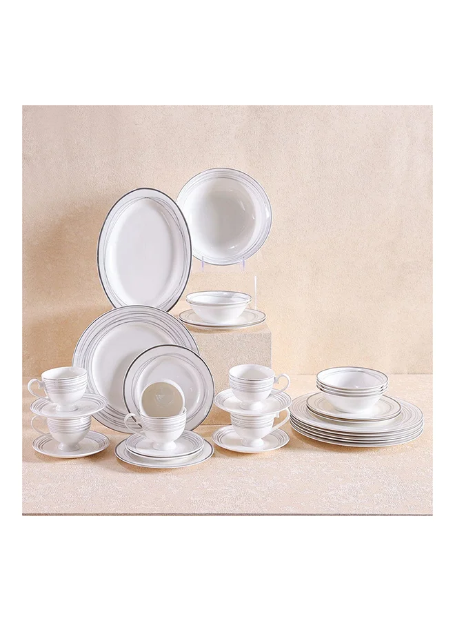 DANUBE HOME Anton 32 Piece New Bone China Dinner Set Serve 6 New Bone China Modern Houseware Dinner Set L 37.5x27.5 X H 28.5cm Grey