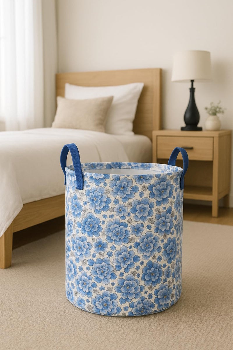 RENVA Foldable Waterproof 45 Liter Capacity Laundry Basket for Clothes with Lid,Laundry Bag for Clothes,Basket for Clothes Storage (Blue Laundry Bag, 45L) - Image 3