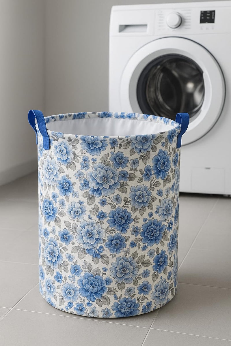 RENVA Foldable Waterproof 45 Liter Capacity Laundry Basket for Clothes with Lid,Laundry Bag for Clothes,Basket for Clothes Storage (Blue Laundry Bag, 45L) - Image 4