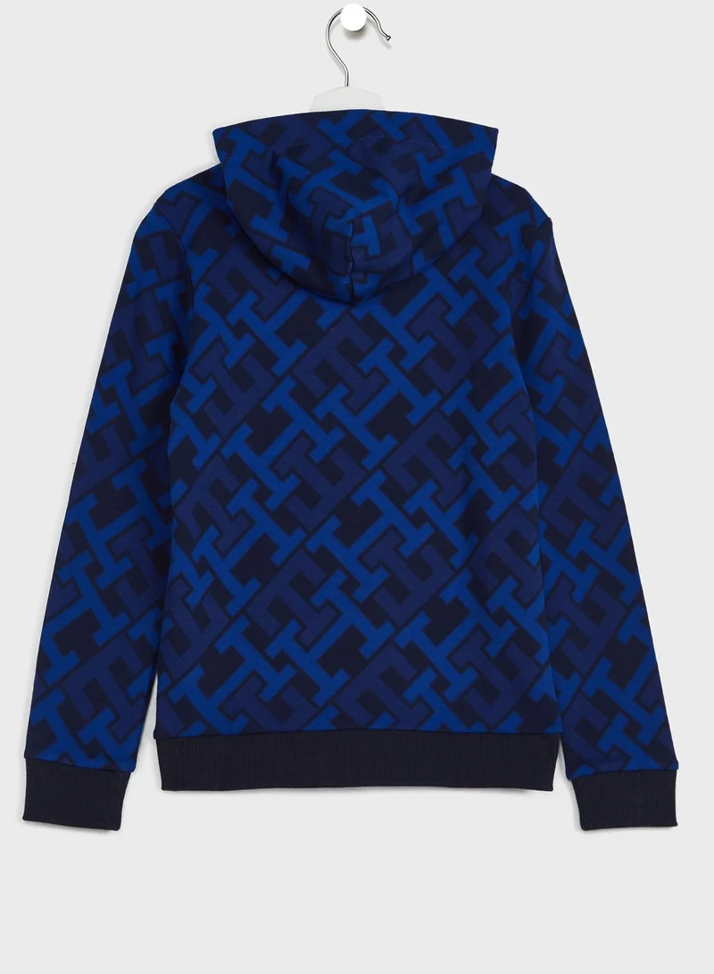 TOMMY HILFIGER Youth Aop Print Monogram Hoodie
