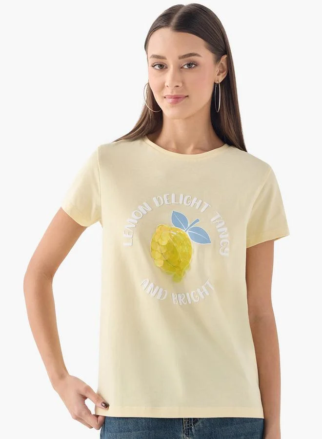 سبلاش فيڤ تيشيرت بياقة مستديرة مزين بأكمام قصيرة