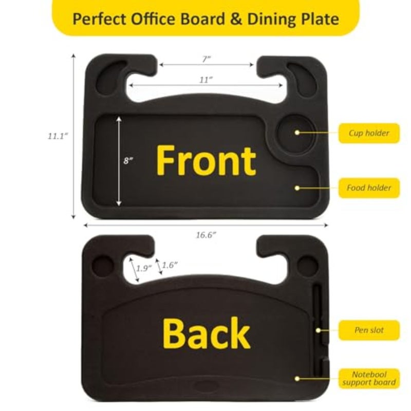 2-in-1 Car Steering Wheel Desk - Portable Auto Laptop Tray and Eating Table for Most Vehicles, Durable Multi-Functional Travel Workstation with Cup Holder for Commuters and Road Trips, Black - Image 3
