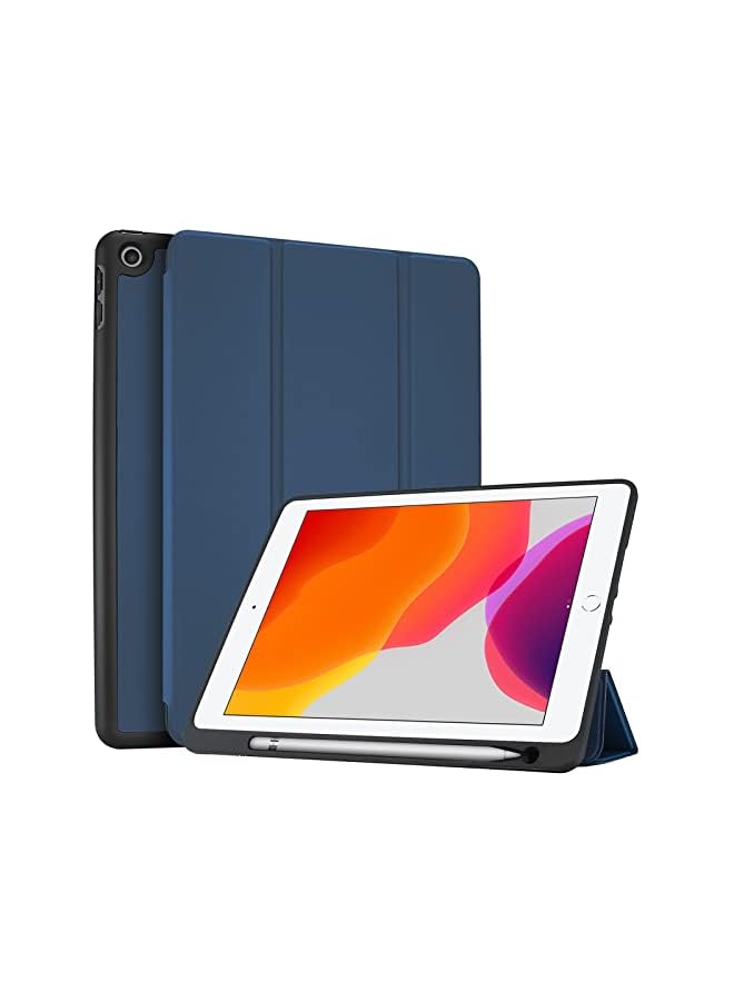 Procases iPad 10.2 9th Gen 2021/10.2 8th Gen 2020 / 7th Generation 2019 with Pencil Holder, Flexible Soft TPU Back Cover Ultra Slim Lightweight Stand Protective Case for Apple iPad 9/8/7 -Navy - Image 2
