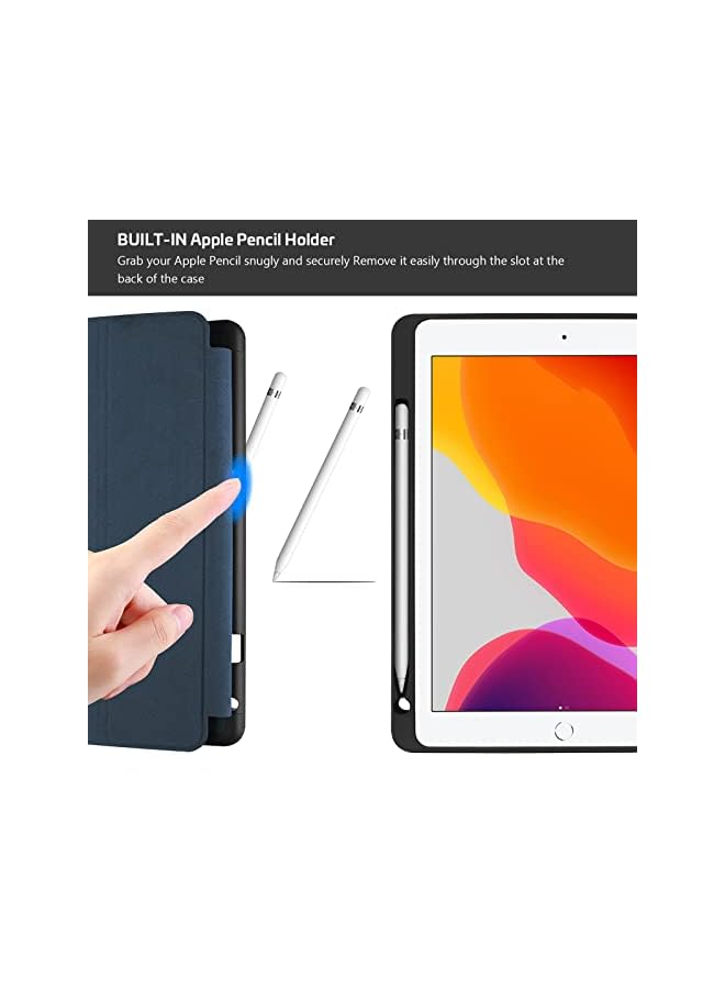 Procases iPad 10.2 9th Gen 2021/10.2 8th Gen 2020 / 7th Generation 2019 with Pencil Holder, Flexible Soft TPU Back Cover Ultra Slim Lightweight Stand Protective Case for Apple iPad 9/8/7 -Navy - Image 4