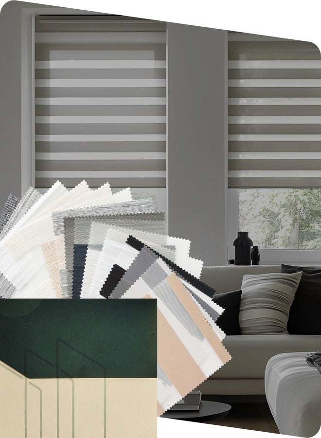 Yoolax Motorized Blinds with Remote, Motorized Zebra Shades Compatible with Alexa, Privacy Motorized Blinds, Zebra Shades for Windows, Fabric Sample (Multicolor) - Image 1