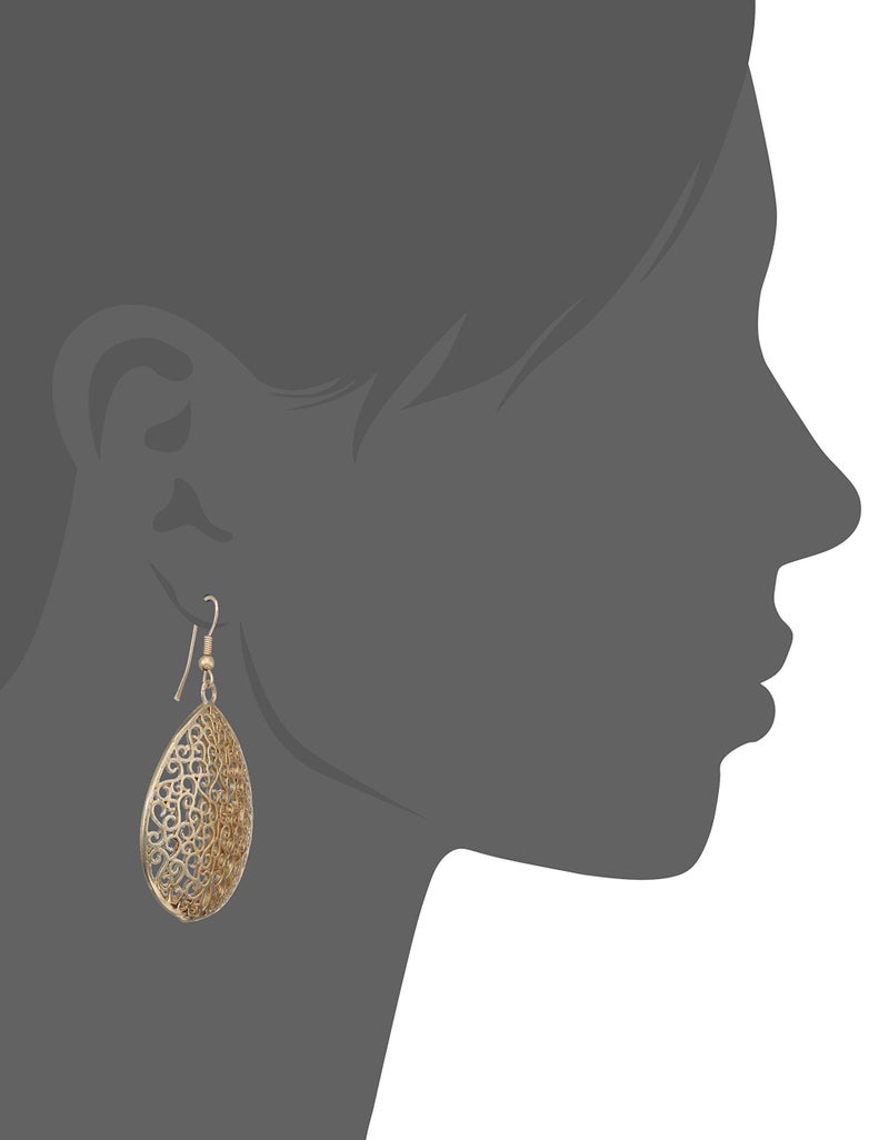 Touchstone Indian Bollywood Fine Filigree Jali Handcrafted "Tribal Bohemian Chic" Beautiful Cutout Elegantly Stylized Designer Jewelry Earrings in Antique Gold Or White tone for Women. - Image 4