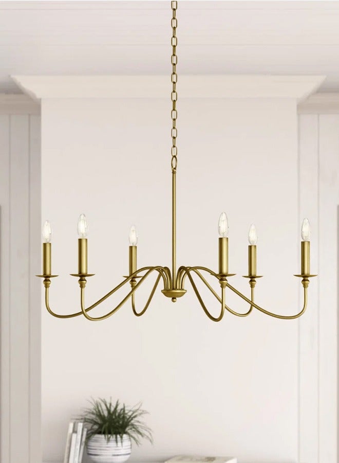 MIXDE Sputnik Chandelier Industrial 6 Light Gold Ceiling Light Fixture Height Adjustable Lighting For Kitchen Island Bedroom Dining Room Living Room Farmhouse - Image 2