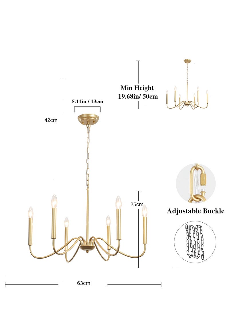 MIXDE Sputnik Chandelier Industrial 6 Light Gold Ceiling Light Fixture Height Adjustable Lighting For Kitchen Island Bedroom Dining Room Living Room Farmhouse - Image 5
