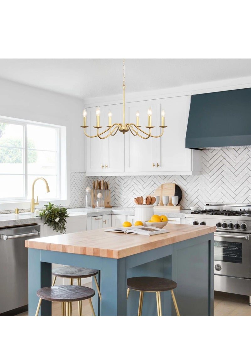 MIXDE Sputnik Chandelier Industrial 6 Light Gold Ceiling Light Fixture Height Adjustable Lighting For Kitchen Island Bedroom Dining Room Living Room Farmhouse - Image 3