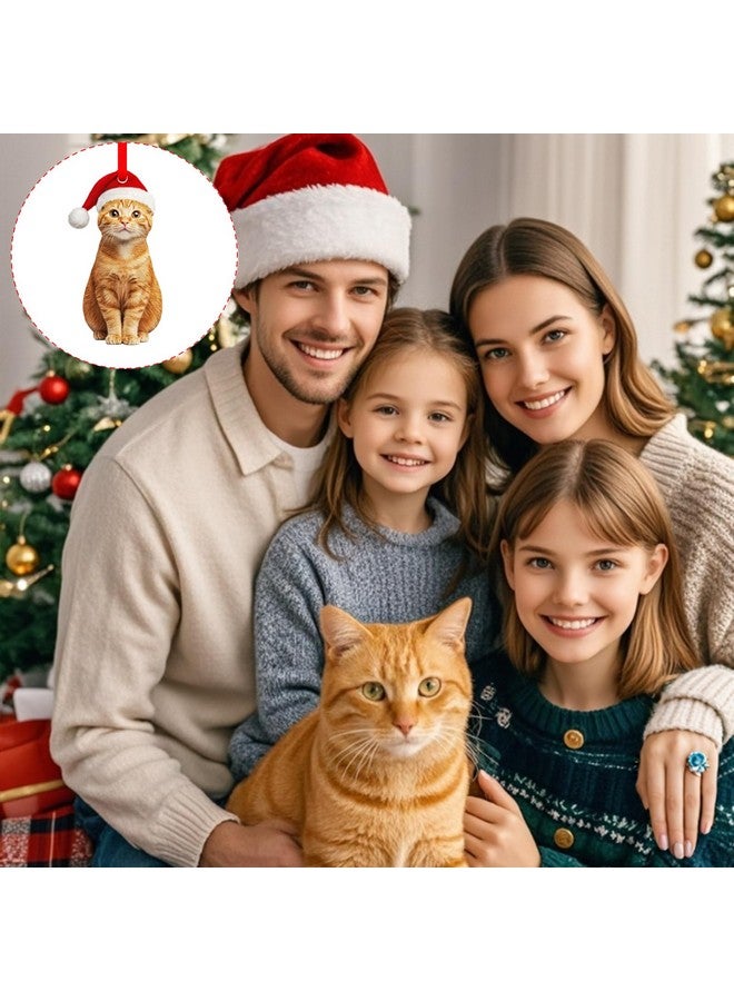 سيكوهوم زينة عيد الميلاد على شكل قطة برتقالية من SICOHOME - هدايا قطة برتقالية سميكة من الأكريليك لشجرة عيد الميلاد، زينة قطة برتقالية لعيد الميلاد للمنزل (ثنائية الأبعاد) - Image 2