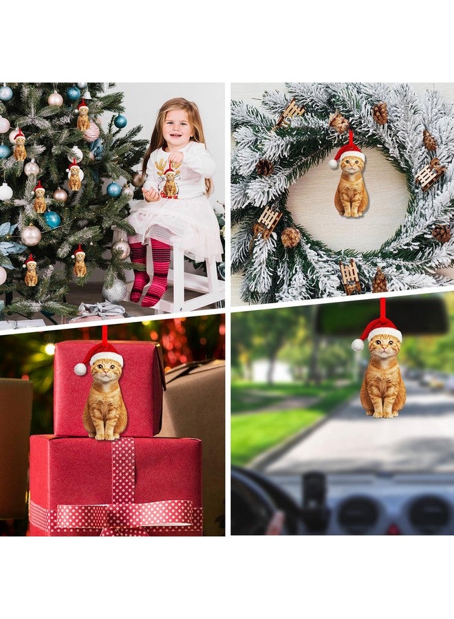 سيكوهوم زينة عيد الميلاد على شكل قطة برتقالية من SICOHOME - هدايا قطة برتقالية سميكة من الأكريليك لشجرة عيد الميلاد، زينة قطة برتقالية لعيد الميلاد للمنزل (ثنائية الأبعاد) - Image 4