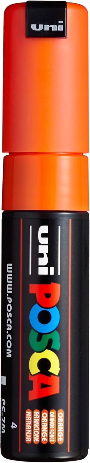Posca Marker 7M in Orange Posca Pens for Art Supplies School Supplies Rock Art Fabric Paint Fabric Markers Paint Pen Art Markers Posca Paint Markers - Image 1