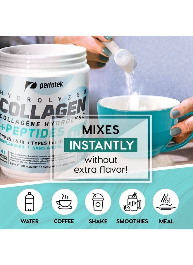 Perfotek - Collagen Powder For Women Men Types I & Iii Unflavored Easy To Mix Hydrolyzed Protein Peptides Nongmo Grassfed Glutenfree Kosher Pareve Healthy Hair Skin Joints And Nails (1Lb) - Image 1