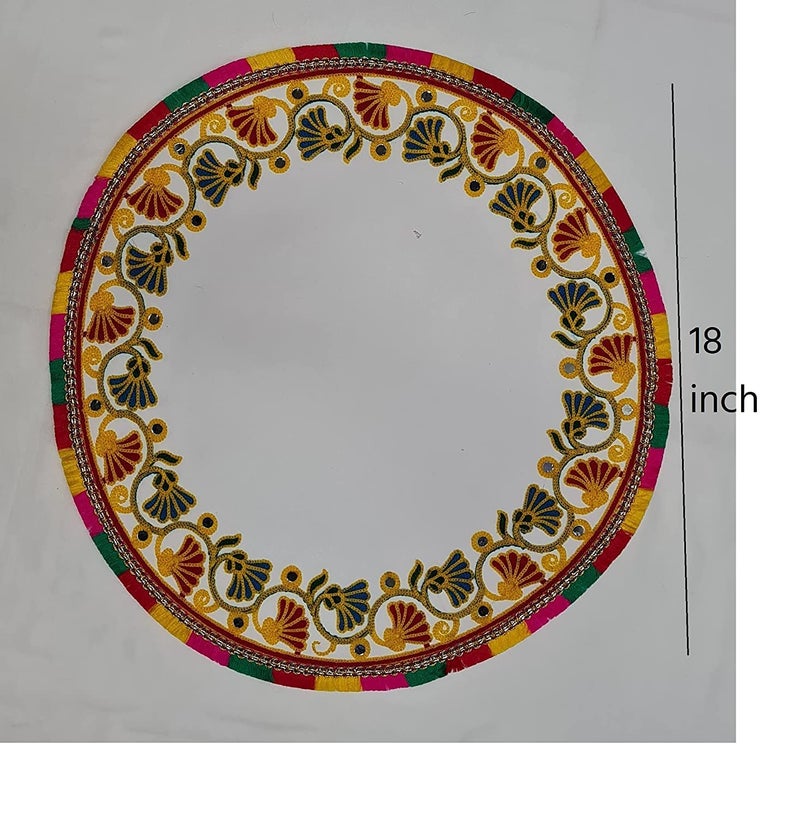 ZDQTRA kanku pagla rumal cloth for baby women kids welcome decoration,traditional embroderied hand kacchi work rumal for Bride's and Baby Welcome(round/multicolour) - Image 4
