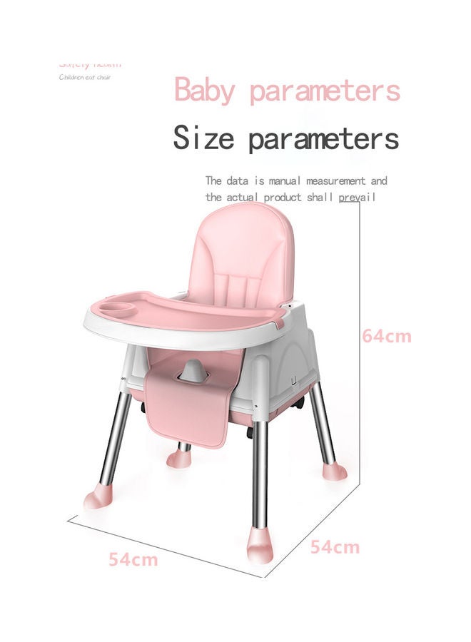 Kidle Multifunctional Adjustable Baby High Chair With Dining Tray And Roller Wheels-Pink - Image 2