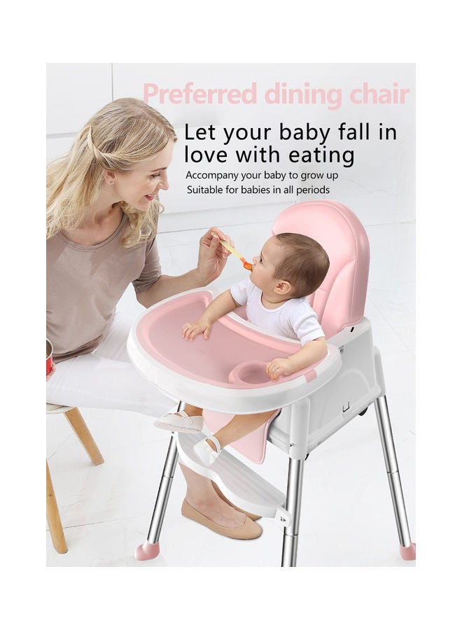 Kidle Multifunctional Adjustable Baby High Chair With Dining Tray And Roller Wheels-Pink - Image 5