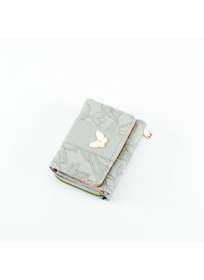 Generic Leather Flip Wallet & Card Holder with Multiple  Pockets and Zipped Pocket Grey  - Image 1