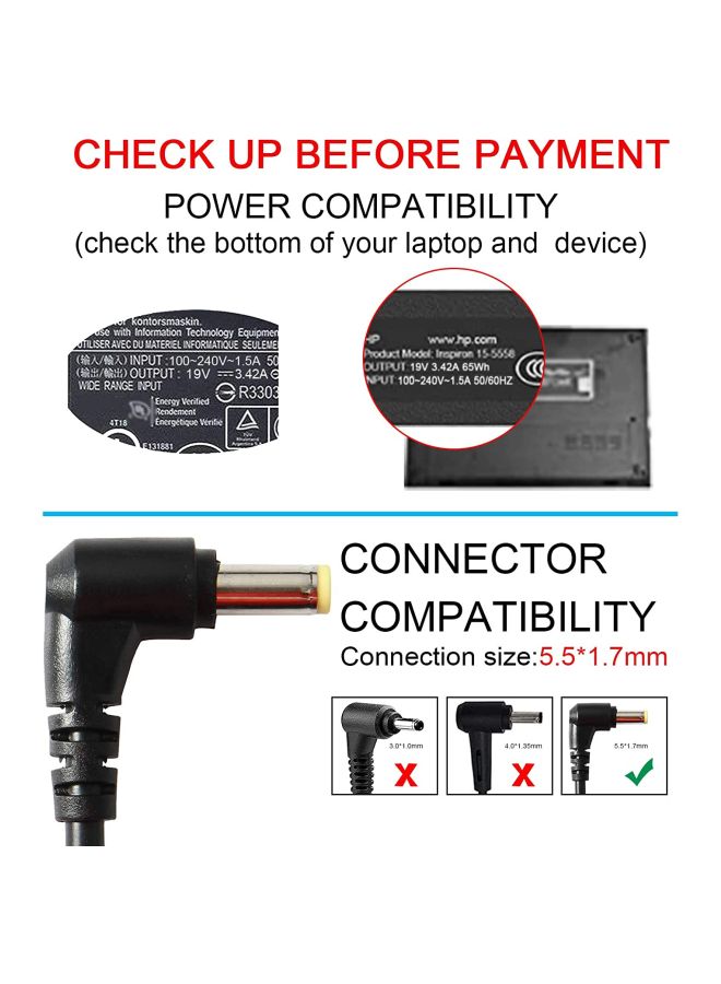 Acer Replacement AC Power Adapter For Acer PA-1650-02 Black - Image 3