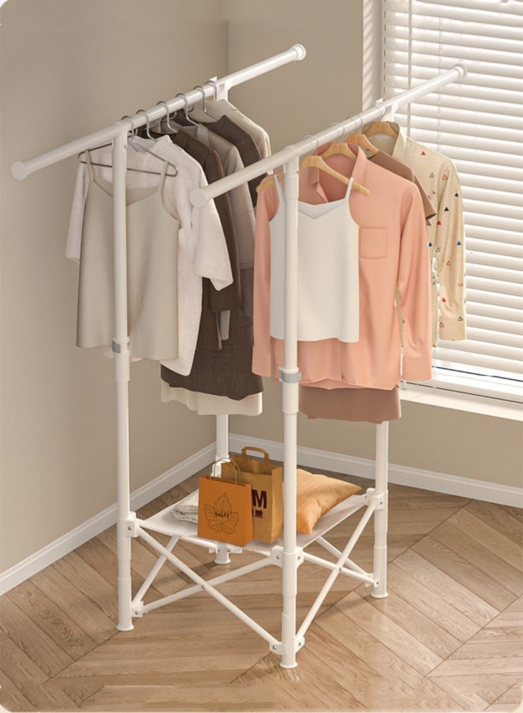 Kutis 1-Piece Cloth Drying Rack Foldable Stand Sturdy Clothes Dryer Indoor Outdoor Use Steel White 145x55x145 cm - Image 1