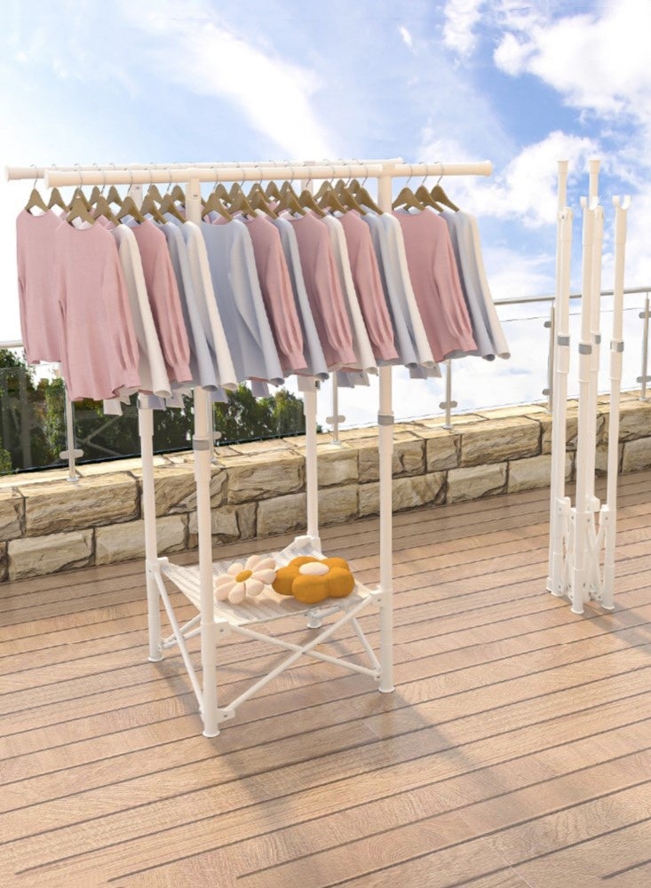Kutis 1-Piece Cloth Drying Rack Foldable Stand Sturdy Clothes Dryer Indoor Outdoor Use Steel White 145x55x145 cm - Image 3