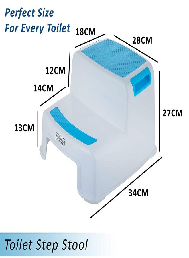 Prakal Toddler Step Stool for Bathroom Sink, 2 Step Stool for Kids Toilet Potty Training, Non-Slip Toddlers Baby Child Kid Plastic Poop Stools with Handle to Reach Kitchen Counter Bed - Image 2