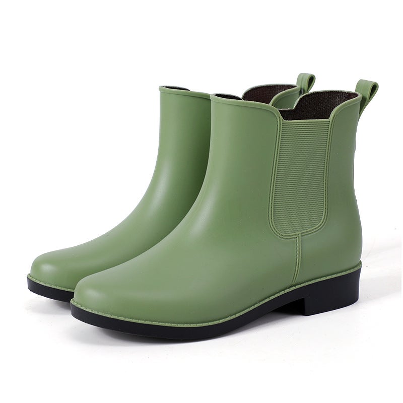 Fashion Korean Short Rain Boots for Women Green 