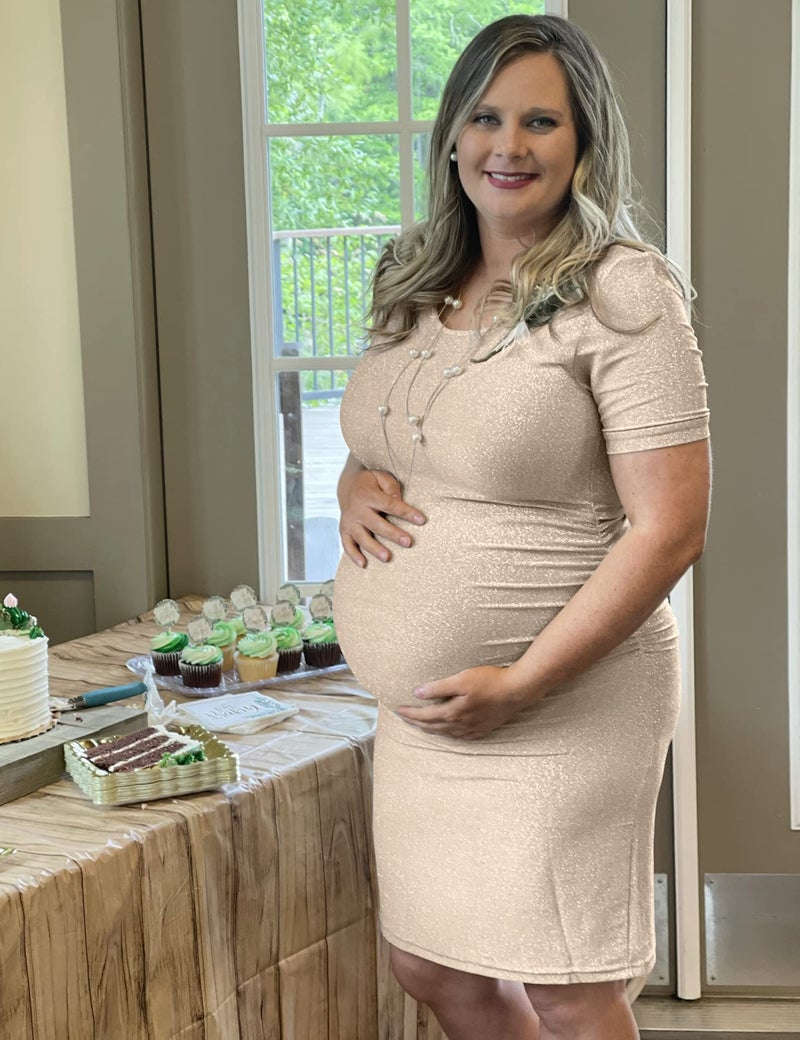 KIM S Maternity Dress for Photoshoot Champagne Medium - Image 2