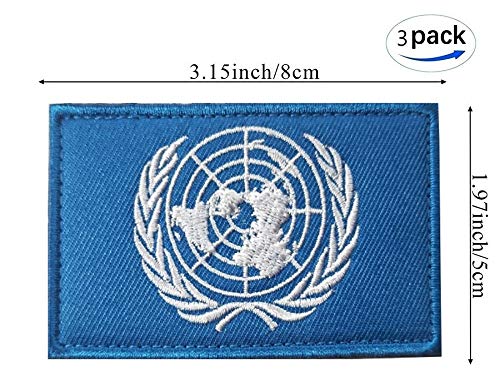 JAVD 3Pack UN Flag United Nations Embroidery Patch for Hats, Tactical Bags, Jackets, Clothes - Team Military Patch - Image 3