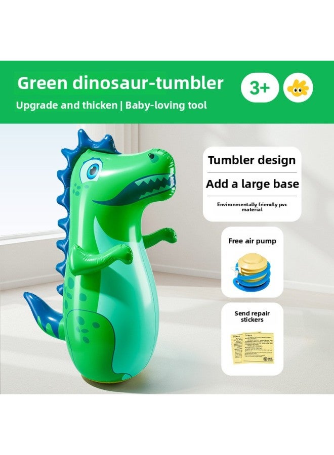 Inflatable Tumbler Toy Baby Baby Indoor Early Education Educational Children Boxing Sandbag Dinosaur Large Bite-Color:Green Dinosaur [upgraded And Thickened] Comes With Air Pump + Repair Subsidy - Image 1