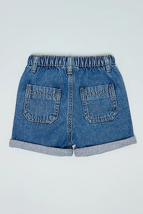 أر أند بي Washed Denim Shorts with Drawstring Waist