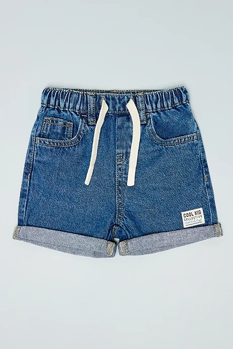 أر أند بي Washed Denim Shorts with Drawstring Waist