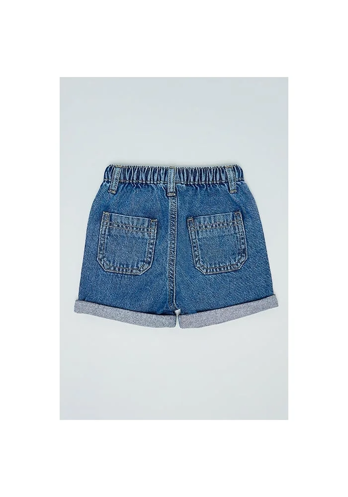 أر أند بي Washed Denim Shorts with Drawstring Waist