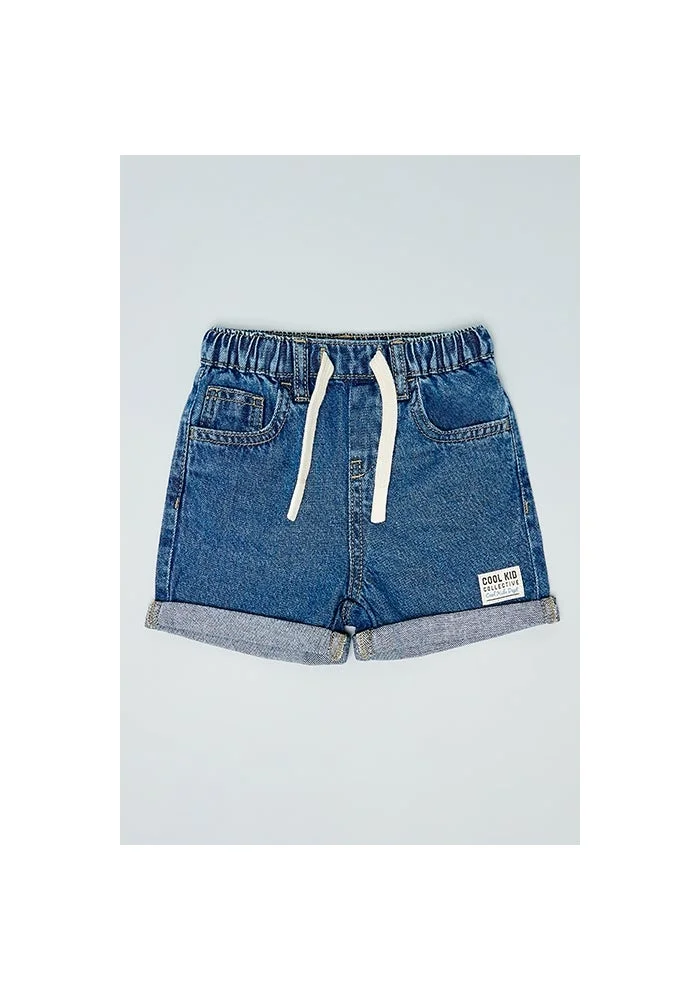 أر أند بي Washed Denim Shorts with Drawstring Waist