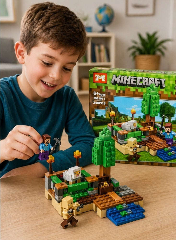 Mine Craft Minecraft Style Building Blocks Toy Set 2-in-1 Creative Construction Kit for Kids 6+ Years | 248 Pieces Educational DIY Playset - Image 3