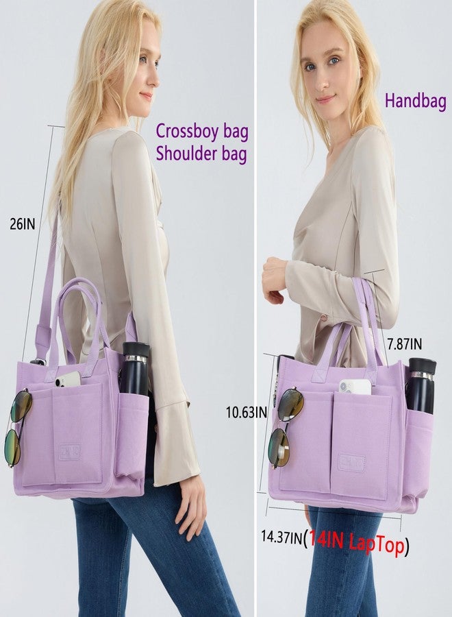 ZHMO Large Canvas Tote Bag for Women With Pockets,Laptop Crossbody Purses Everything Shoulder Bag Handbags for Work Bible Gym - Image 2